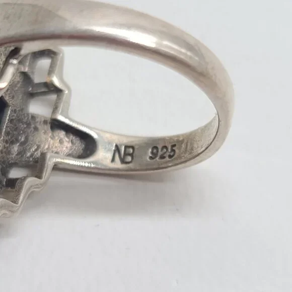 Nicky Butler sterling 925 lapis lazuli moonstone geometric ring purple enamel, 7 - Picture 3 of 10